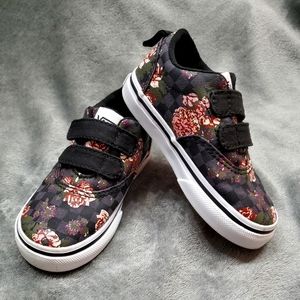 Toddler Girls Van's size 7 black floral